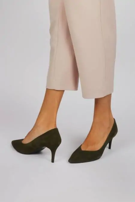 Khaki green stiletto shoe V...