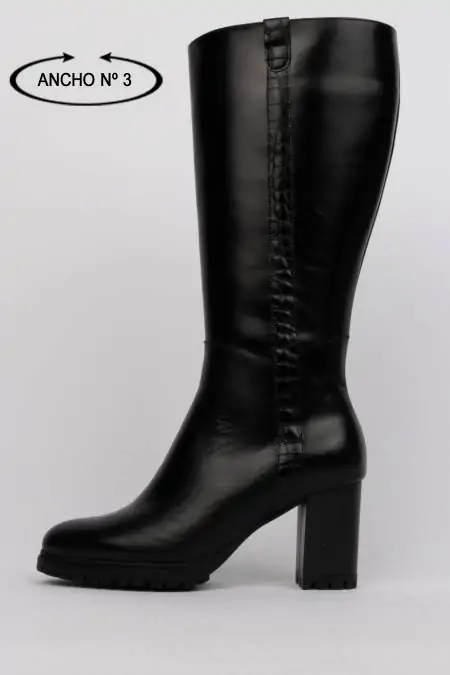 Heeled black boots wide leg XL