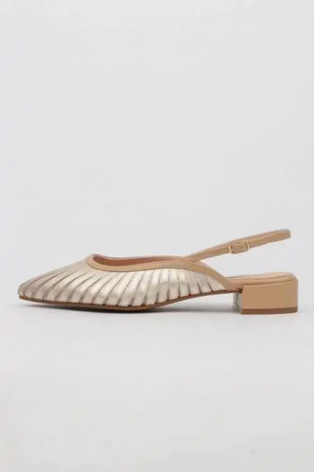 Golden slingback low heel