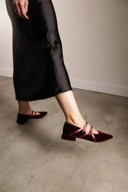 Burgundy velvet Mary Janes...
