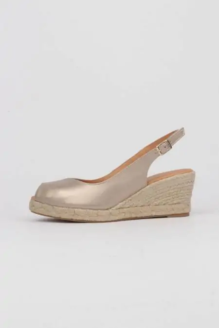 Golden wedge esparto sandals