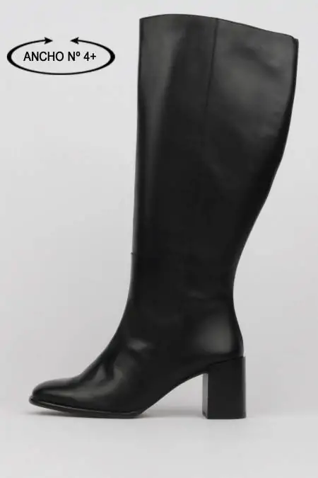 Block heel high boots black...