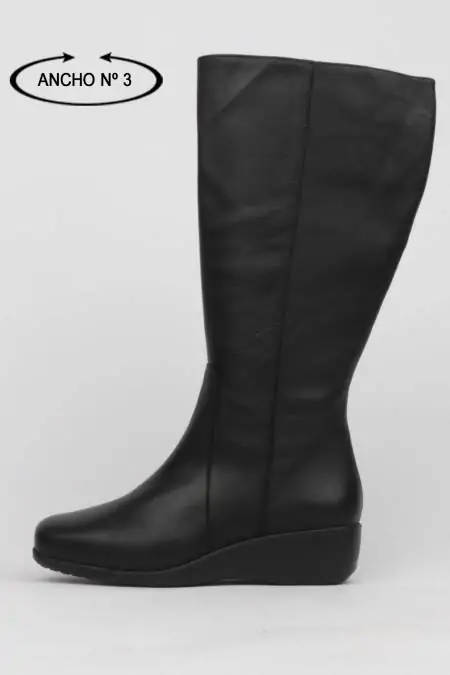 Black wedge high boots wide...