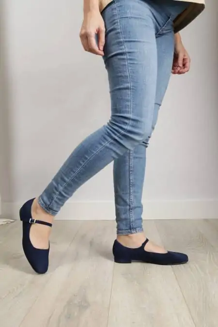 Navy blue suede flat Mary...