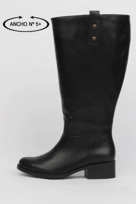 Black leather low heel high...