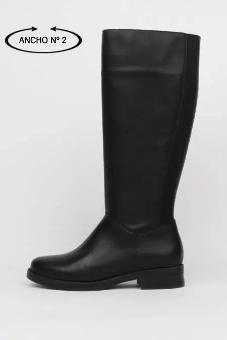 Flat high boots black leather