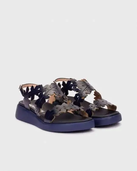Wonders sandals blue patent...