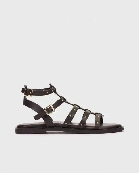 Wonders black Roman sandals