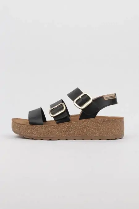Black sandals anatomical wedge