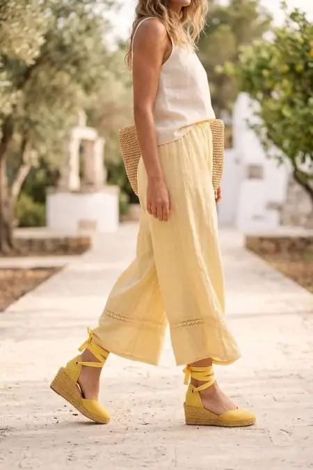 Yellow wedge espadrilles...