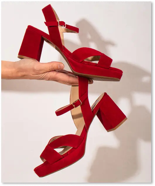 woman red sandals